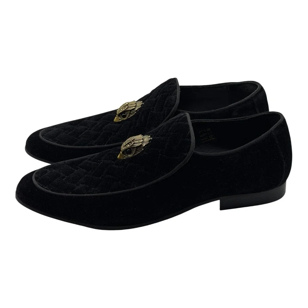 Kurt Geiger Venetian Velvet Gold Eagle Head Loafers Hand Made in Portugal 43,5
